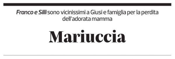 Annuncio funebre Mariuccia Giavatto