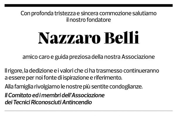 Annuncio funebre Nazzaro Belli