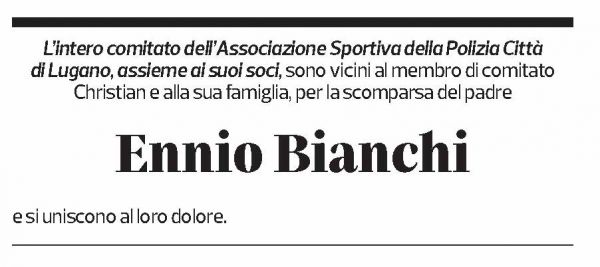 Annuncio funebre Ennio Bianchi