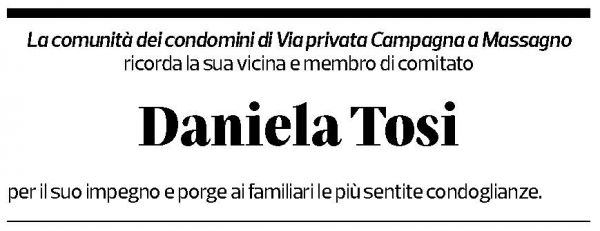 Annuncio funebre Daniela Tosi-imperatori