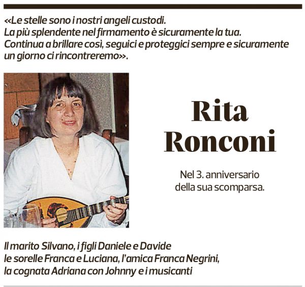 Annuncio funebre Rita Ronconi