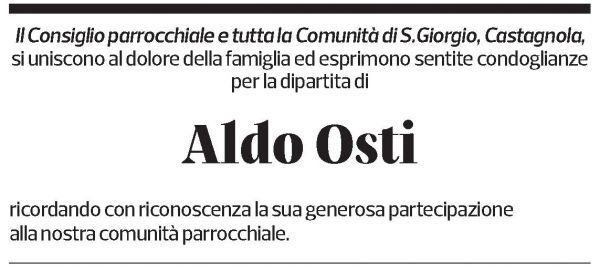Annuncio funebre Aldo Osti