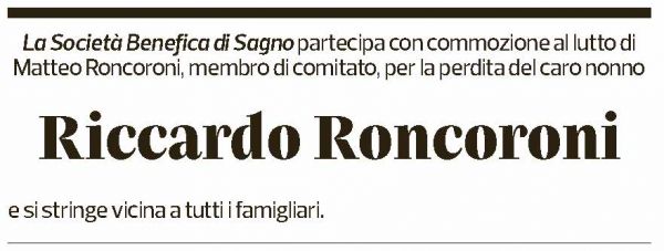 Annuncio funebre Riccardo Roncoroni
