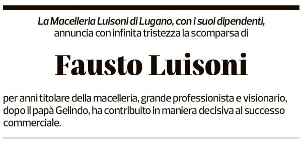 Annuncio funebre Fausto Luisoni