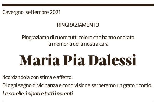 Annuncio funebre Maria Pia Dalessi