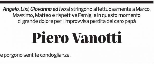 Annuncio funebre Piero Vanotti