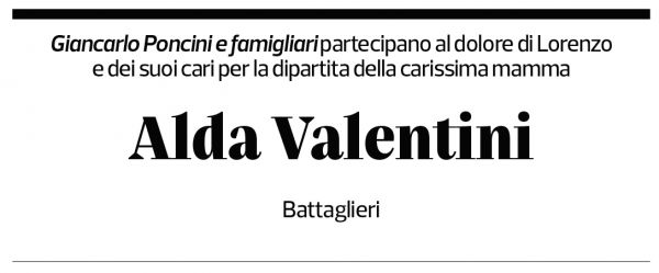 Annuncio funebre Alda Valentini Battaglieri