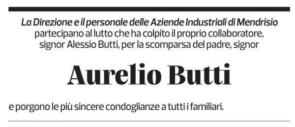 Annuncio funebre Aurelio Butti