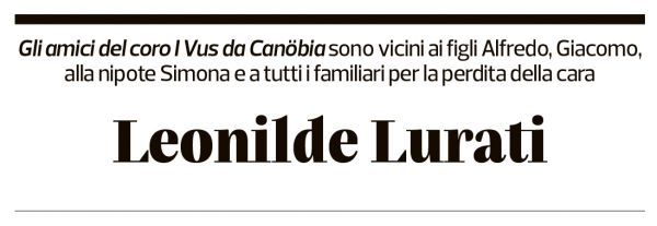 Annuncio funebre Leonilde Lurati