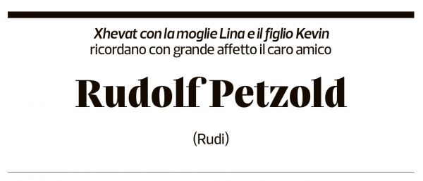 Annuncio funebre Rudolf Petzold