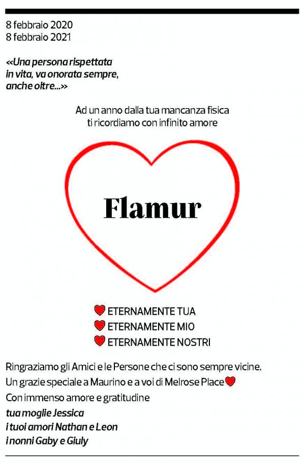 Annuncio funebre Flamur Krasniqui