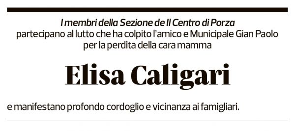 Annuncio funebre Elisa Caligari