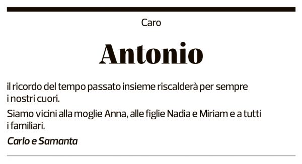 Annuncio funebre Antonio Florini