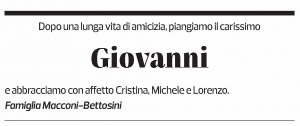 Annuncio funebre Giovanni Balmelli