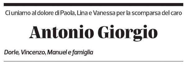 Annuncio funebre Antonio Giorgio