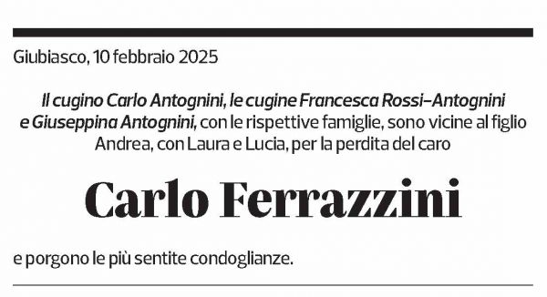 Annuncio funebre Carlo Ferrazzini