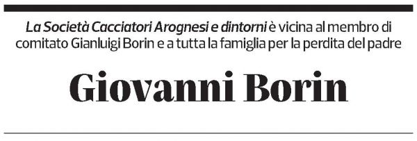 Annuncio funebre Giovanni Borin