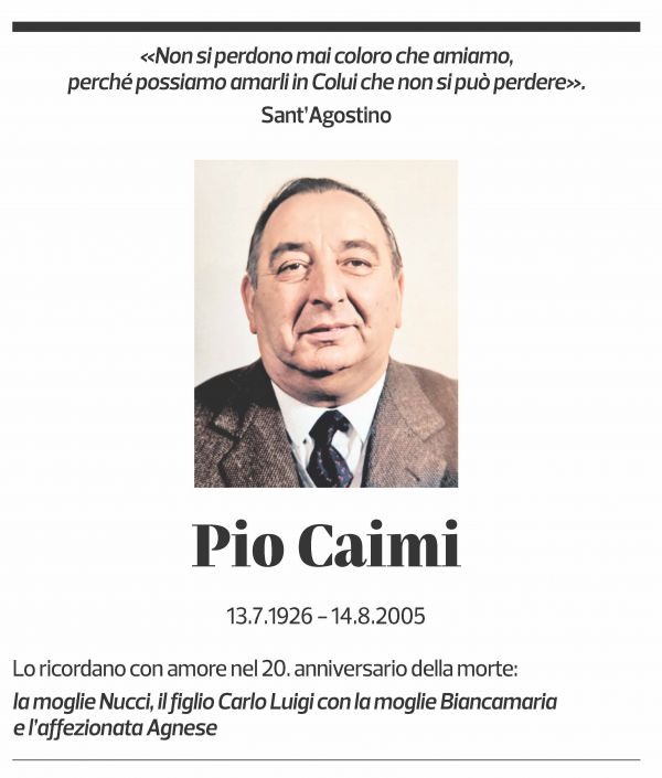 Annuncio funebre Pio Caimi
