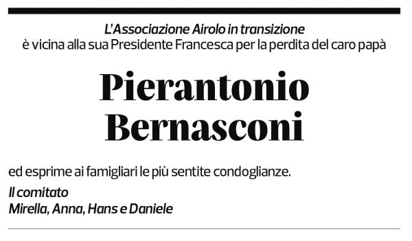 Annuncio funebre Pierantonio Bernasconi