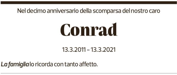 Annuncio funebre Conrad 