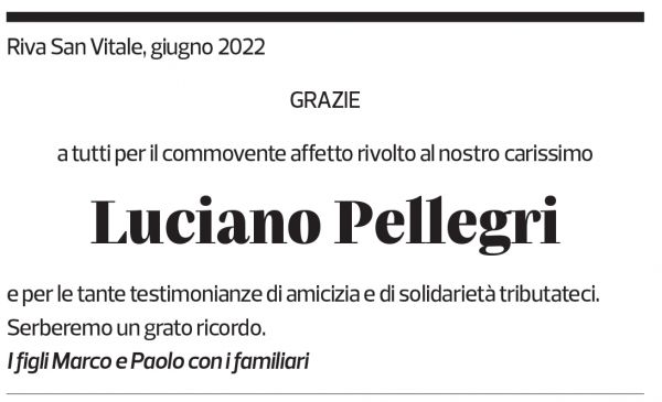 Annuncio funebre Luciano Pellegri