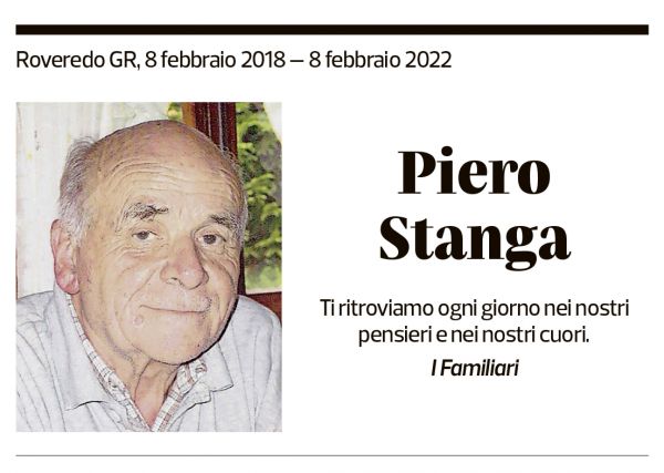 Annuncio funebre Piero Stanga