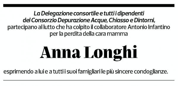 Annuncio funebre Anna Longhi