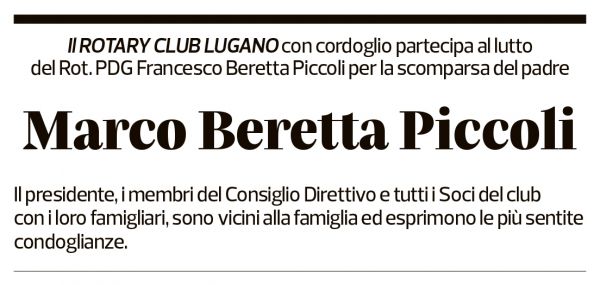 Annuncio funebre Marco Beretta Piccoli