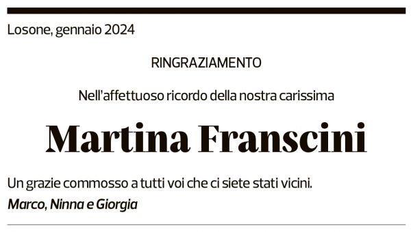 Annuncio funebre Martina Franscini