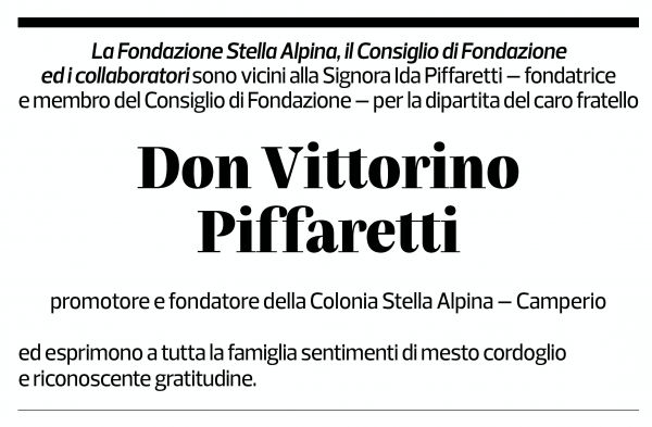 Annuncio funebre Don Vittorino Piffaretti