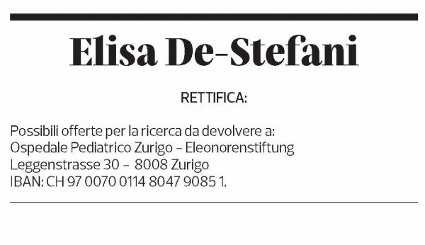 Annuncio funebre Elisa De-stefani