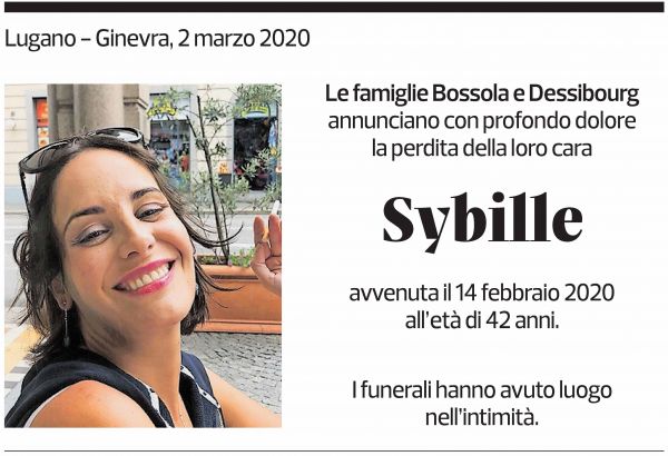 Annuncio funebre Sybille 
