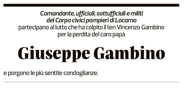 Annuncio funebre Giuseppe Gambino