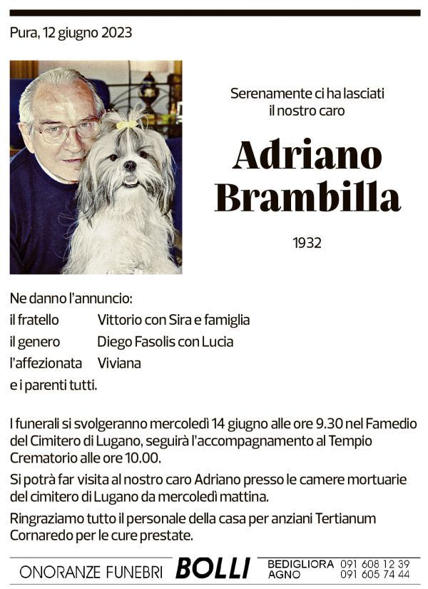 Annuncio funebre Adriano Brambilla