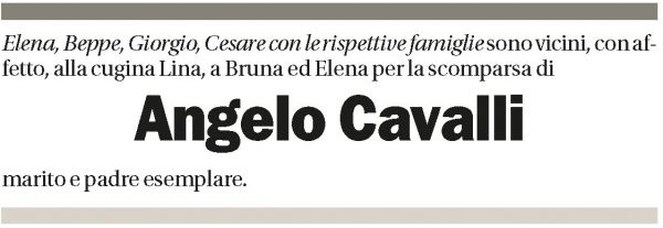 Annuncio funebre Angelo Cavalli