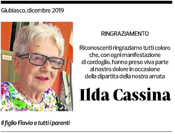 Annuncio funebre Ilda Cassina