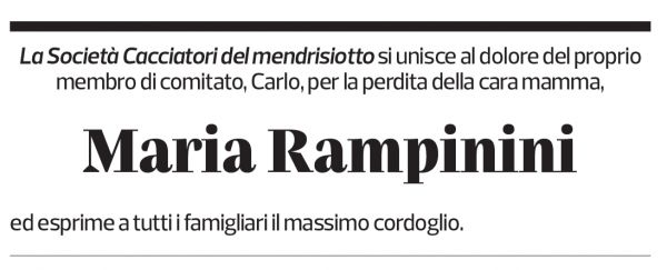 Annuncio funebre Maria Rampinini