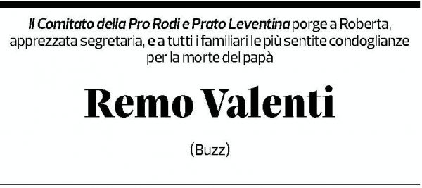 Annuncio funebre Remo Valenti
