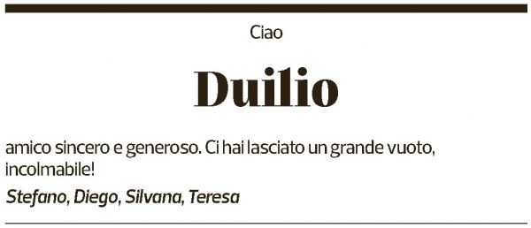 Annuncio funebre Duilio Bonvicini