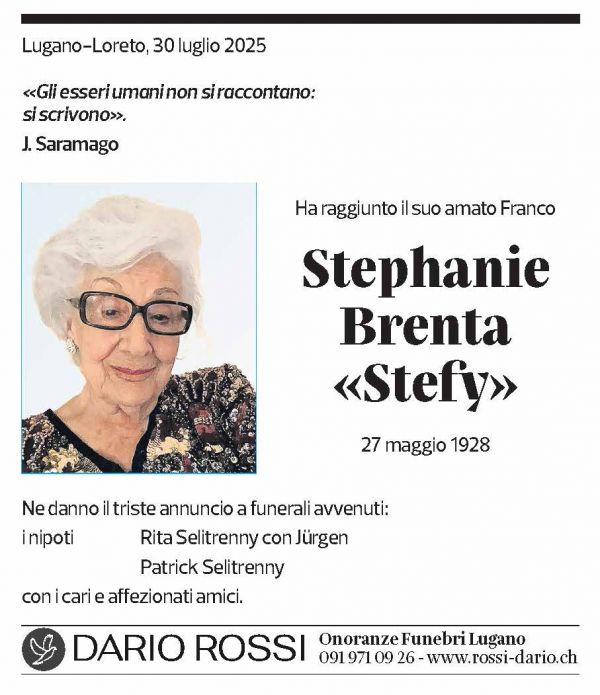 Annuncio funebre Stephanie Brenta