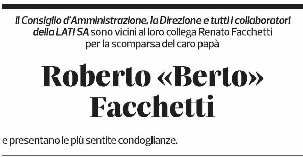 Annuncio funebre Roberto Facchetti