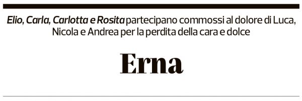 Annuncio funebre Erna Grossi