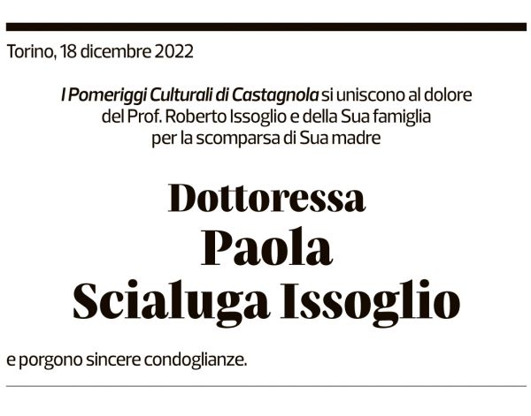 Annuncio funebre Paola Scialuga Issoglio