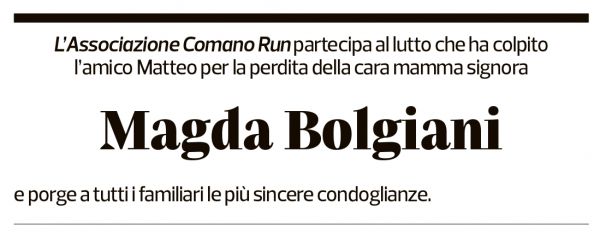 Annuncio funebre Magda Bolgiani
