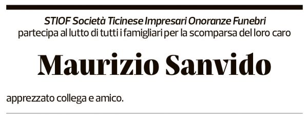 Annuncio funebre Maurizio Sanvido