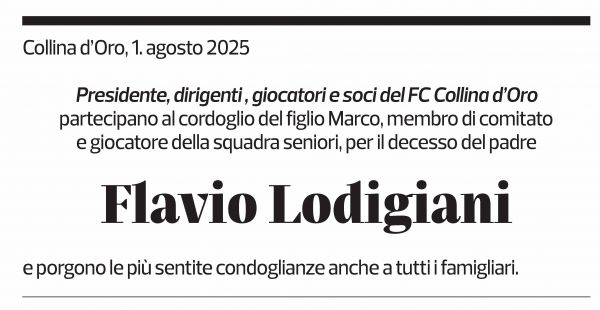 Annuncio funebre Flavio Lodigiani