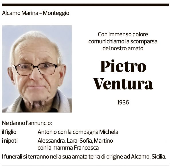 Annuncio funebre Pietro Ventura