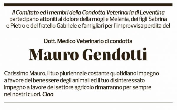 Annuncio funebre Mauro Gendotti