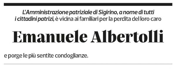 Annuncio funebre Emanuele Albertolli