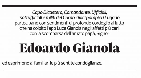 Annuncio funebre Edoardo Gianola